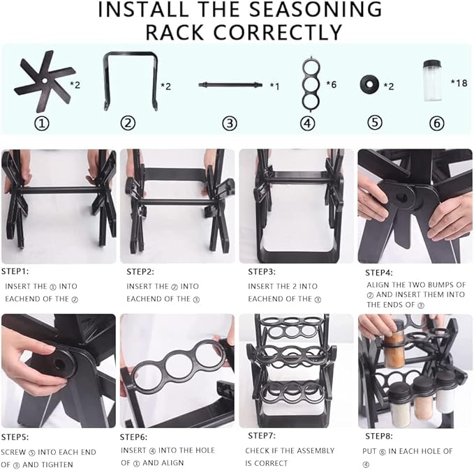 18 pcs 360° Rotating Spice Rack