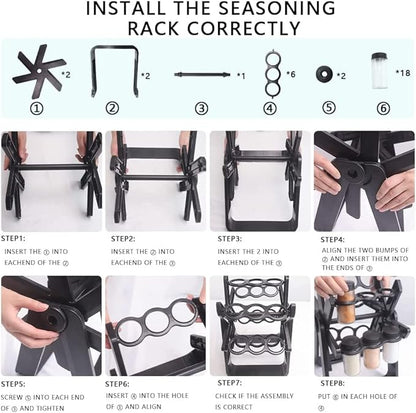 18 pcs 360° Rotating Spice Rack